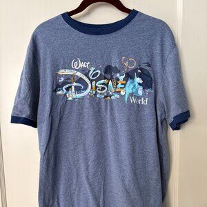 Walt Disney World 50th Anniversary Blue Ringer Tshirt Tee Sz L